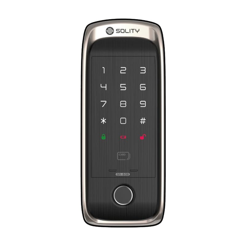 Khóa cửa điện tử vân tay Solity GA-60B trên nền trắng, ảnh đúng sản phẩm từ hãng