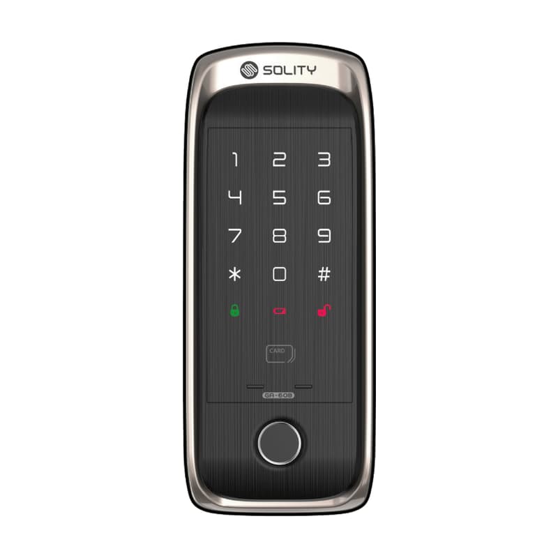 Khóa cửa điện tử vân tay Solity GA-60BH trên nền trắng, ảnh đúng sản phẩm từ hãng