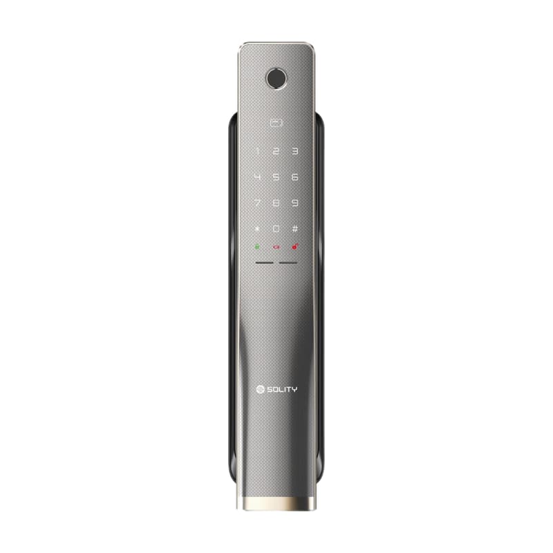 Khóa cửa điện tử vân tay Solity GP-4000BK trên nền trắng, ảnh đúng sản phẩm từ hãng