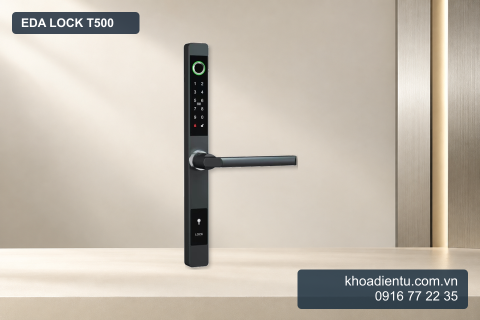 Thiết kế khóa Eda Lock T500 ghép từ ảnh sản phẩm gốc trong studio
