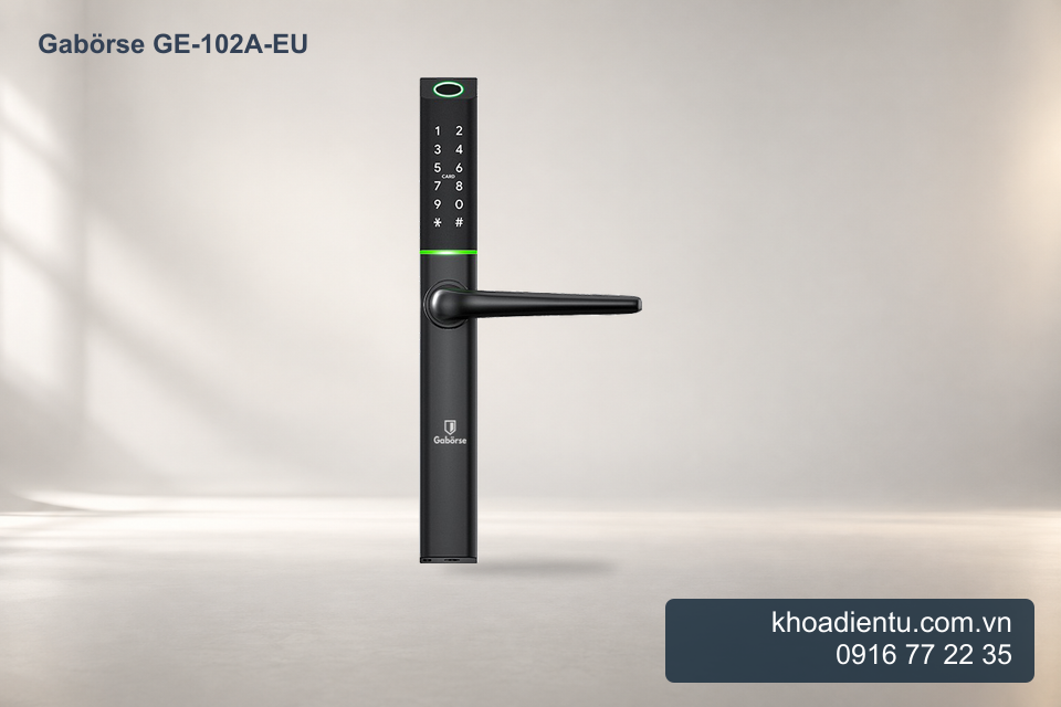 Khóa cửa vân tay Gabörse GE-102A-EU trong studio trắng kem
