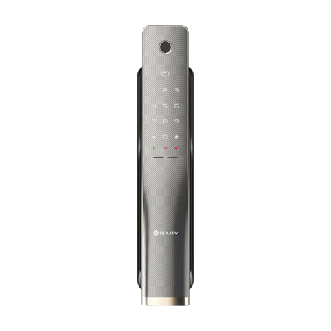 Khóa cửa điện tử vân tay Solity GP-4000BK trên nền trắng, ảnh đúng sản phẩm từ hãng