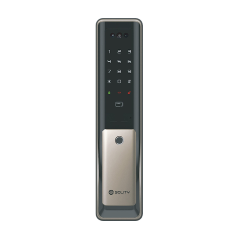 Khóa cửa điện tử nhận diện khuôn mặt Solity GP-6000BAK trên nền trắng, ảnh đúng sản phẩm từ hãng