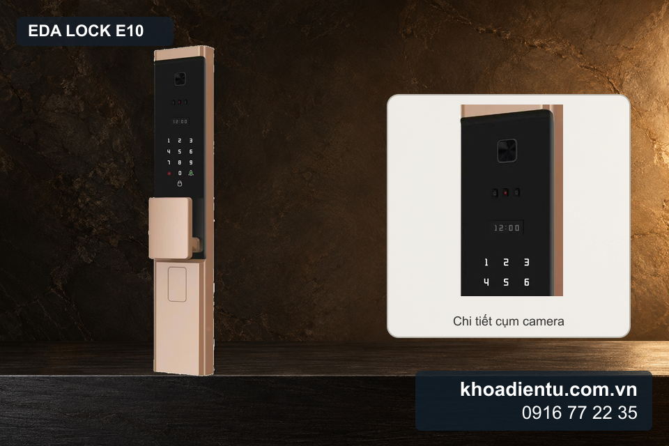 Chi tiết camera và bàn phím Eda Lock E10