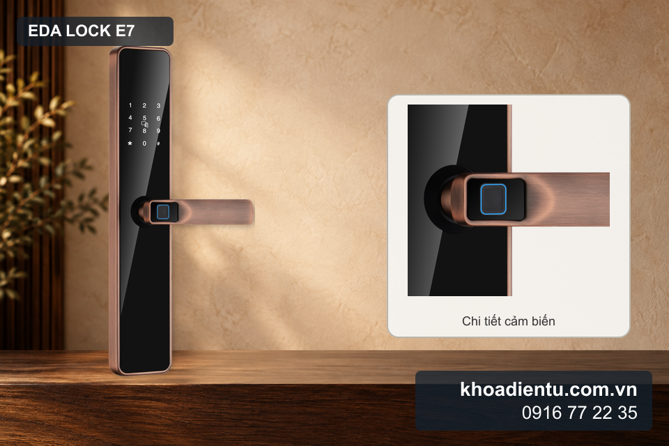 Cảm biến trên tay cầm Eda Lock E7 được phóng to từ ảnh gốc