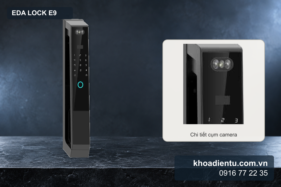Cụm camera và bàn phím Eda Lock E9 từ ảnh sản phẩm gốc