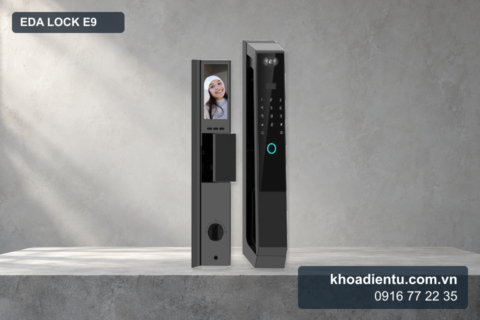 Bộ khóa Eda Lock E9 nhận diện khuôn mặt trong studio bê tông