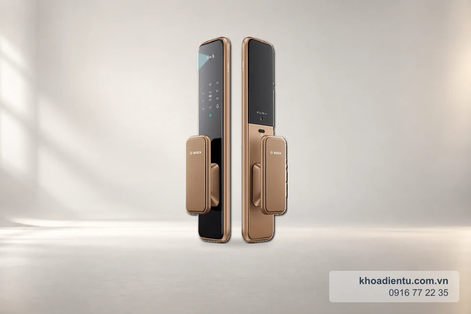 Khóa nhận diện khuôn mặt Bosch EL600F (Đức) trên nền studio trắng kem