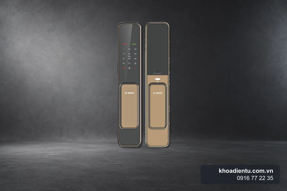 Khóa vân tay Bosch EL600 (Đức) - Màu vàng trên nền studio xám than