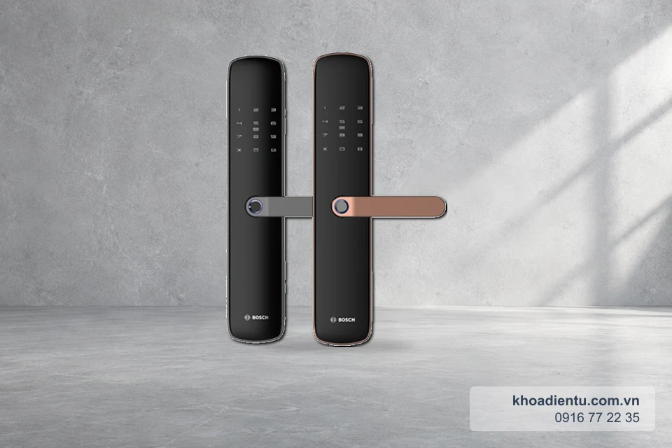 Khóa vân tay Bosch ID60C (Đức) trên nền studio bê tông sáng