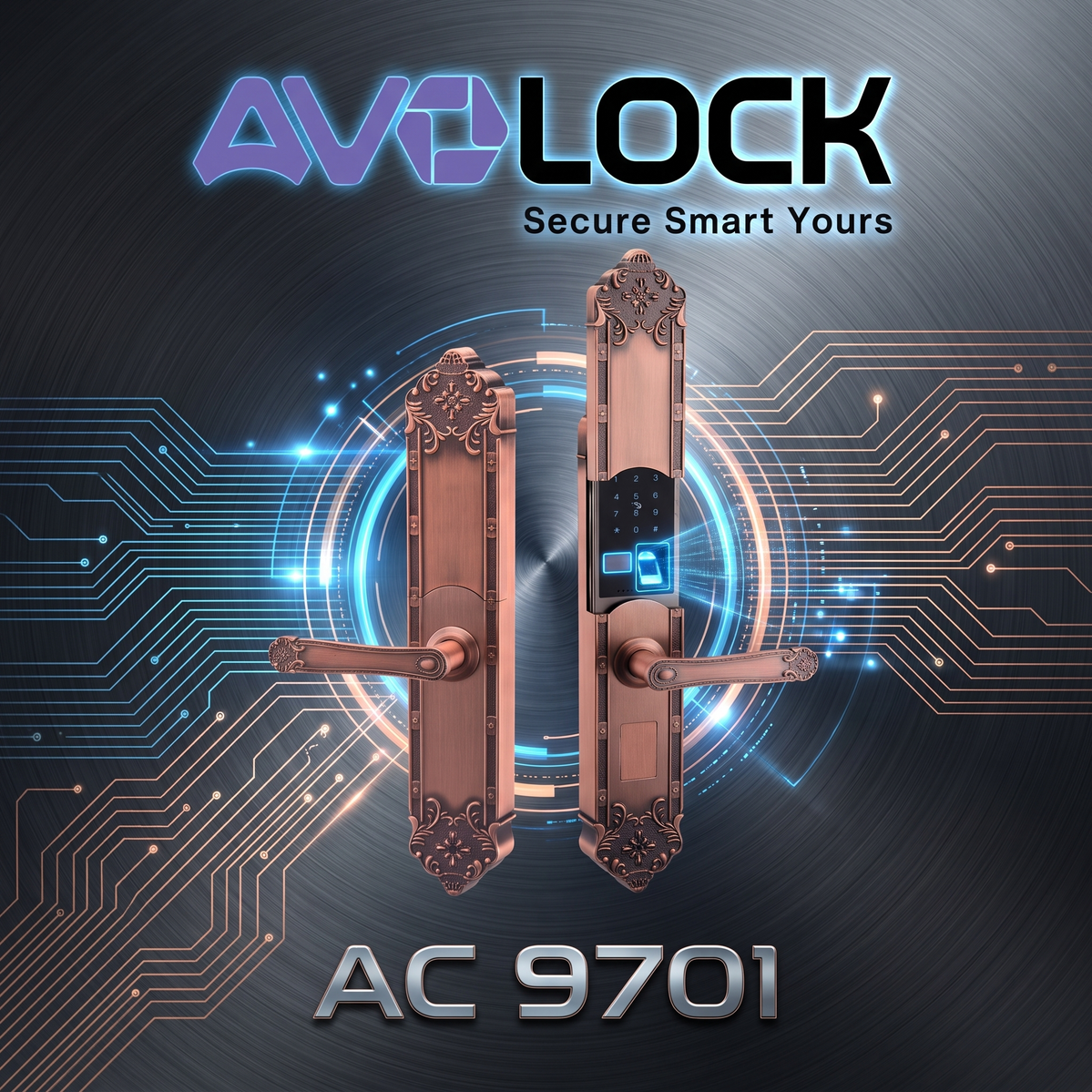 Khóa cửa thông minh tân cổ điển cao cấp AVOLOCK AC9701 – Giải pháp an toàn và đẳng cấp cho cửa gỗ biệt thự   KHOÁ THÔNG MINH AVOLOCK