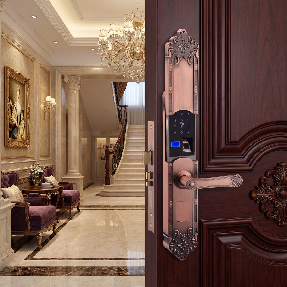 Khóa cửa thông minh tân cổ điển cao cấp AVOLOCK AC9701 – Giải pháp an toàn và đẳng cấp cho cửa gỗ biệt thự   KHOÁ THÔNG MINH AVOLOCK